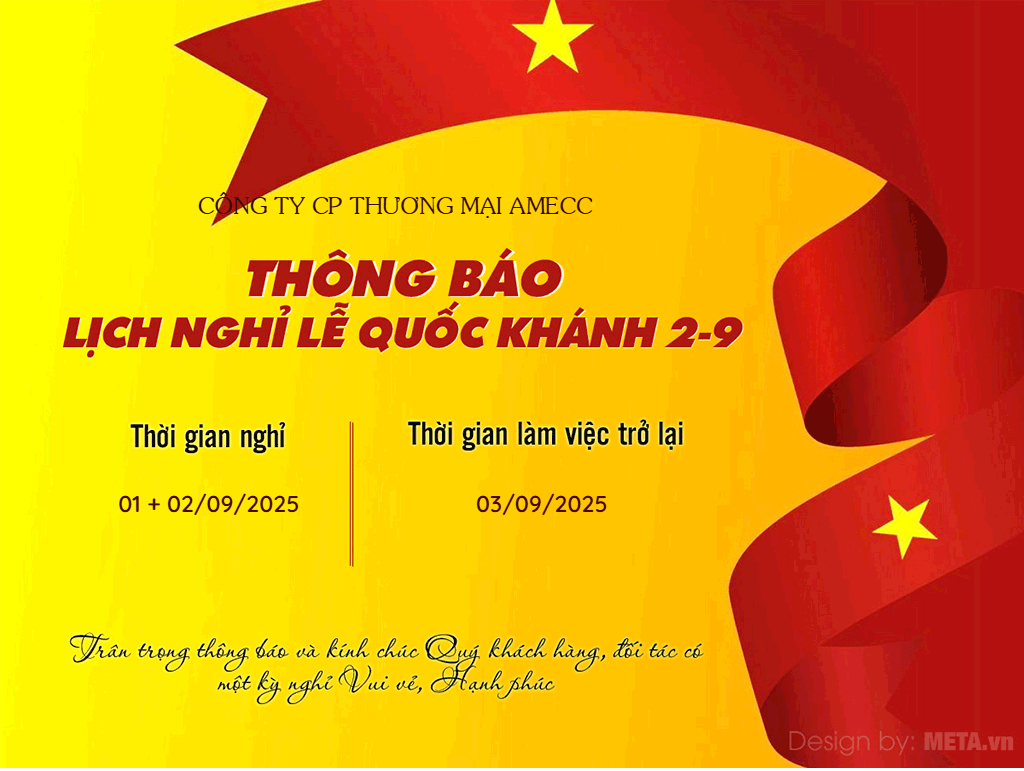 CÔNG TY CP THƯƠNG MẠI AMECC THÔNG BÁO NGHỈ LỄ QUỐC KHÁNH 02.9.2025